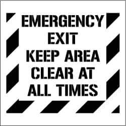 NMC - Emergency Exit - Keep Area Clear at All Times Stencil - 0.06 Inch Thick, Polyethylene, English - USA Tool & Supply