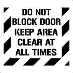 NMC - Do Not Block Door - Keep Area Clear at All Times Stencil - 0.06 Inch Thick, Polyethylene, English - USA Tool & Supply