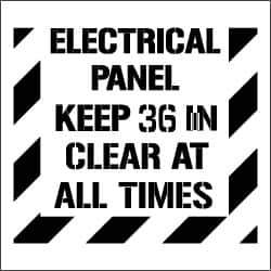 NMC - Electrical Panel - Keep 36 in Clear at All Times Stencil - 0.06 Inch Thick, Polyethylene, English - USA Tool & Supply