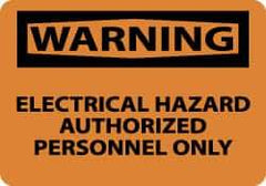 NMC - "Warning - Electrical Hazard - Authorized Personnel Only", 7" Long x 10" Wide, Aluminum Safety Sign - Rectangle, 0.04" Thick, Use for Security & Admittance - USA Tool & Supply
