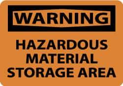 NMC - "Warning - Hazardous Material Storage Area", 7" Long x 10" Wide, Aluminum Safety Sign - Rectangle, 0.04" Thick, Use for Hazardous Materials - USA Tool & Supply