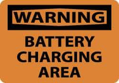 NMC - "Warning - Battery Charging Area", 7" Long x 10" Wide, Aluminum Safety Sign - Rectangle, 0.04" Thick, Use for Accident Prevention - USA Tool & Supply