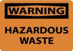 NMC - "Warning - Hazardous Waste", 7" Long x 10" Wide, Aluminum Safety Sign - Rectangle, 0.04" Thick, Use for Hazardous Materials - USA Tool & Supply