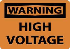 NMC - "Warning - High Voltage", 7" Long x 10" Wide, Aluminum Safety Sign - Rectangle, 0.04" Thick, Use for Accident Prevention - USA Tool & Supply