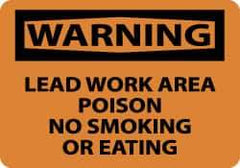 NMC - "Warning - Lead Work Area Poison No Smoking or Eating", 10" Long x 14" Wide, Rigid Plastic Safety Sign - Rectangle, 0.05" Thick, Use for Accident Prevention - USA Tool & Supply