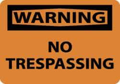NMC - "Warning - No Trespassing", 7" Long x 10" Wide, Aluminum Safety Sign - Rectangle, 0.04" Thick, Use for Security & Admittance - USA Tool & Supply