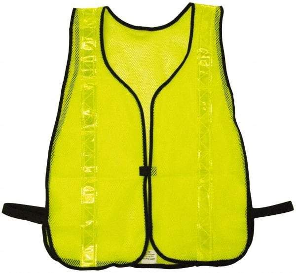 NMC - One Size Fits Most High Visibility Lime Mesh/Solid General Purpose Vest - Hook & Loop Closure, Polyester - USA Tool & Supply