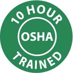 NMC - 10 Hour OSHA Trained, Hard Hat Label - White on Green, 2" Thick, For Accident Prevention - USA Tool & Supply