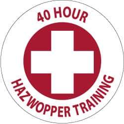 NMC - 40 Hour Hazwopper Training, Hard Hat Label - Red on White, 2" Thick, For Accident Prevention - USA Tool & Supply