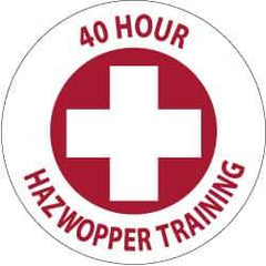 NMC - 40 Hour Hazwopper Training, Hard Hat Label - Red on White, 2" Thick, For Accident Prevention - USA Tool & Supply