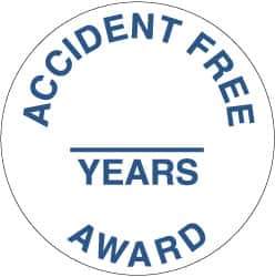 NMC - Accident Free Award - ______ Years, Hard Hat Label - Blue on White, 2" Thick, For Accident Prevention - USA Tool & Supply