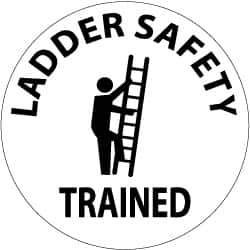 NMC - Ladder Safety Trained, Hard Hat Label - Black on White, 2" Thick, For Accident Prevention - USA Tool & Supply