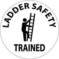 NMC - Ladder Safety Trained, Hard Hat Label - Black on White, 2" Thick, For Accident Prevention - USA Tool & Supply