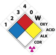 NMC - 4-1/2" Long x 4-1/2" Wide, Pressure-Sensitive Vinyl Safety Sign - Square, 0.01" Thick, Use for Hazardous Materials - USA Tool & Supply
