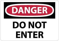 NMC - "Danger - Do Not Enter", 7" Long x 10" Wide, Aluminum Safety Sign - Rectangle, 0.04" Thick, Use for Security & Admittance - USA Tool & Supply