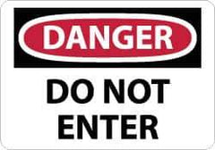 NMC - "Danger - Do Not Enter", 7" Long x 10" Wide, Aluminum Safety Sign - Rectangle, 0.04" Thick, Use for Security & Admittance - USA Tool & Supply