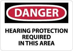 NMC - "Danger - Hearing Protection Required in This Area", 7" Long x 10" Wide, Aluminum Safety Sign - Rectangle, 0.04" Thick, Use for Accident Prevention - USA Tool & Supply
