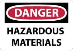NMC - "Danger - Hazardous Materials", 7" Long x 10" Wide, Aluminum Safety Sign - Rectangle, 0.04" Thick, Use for Hazardous Materials - USA Tool & Supply