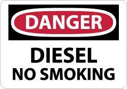NMC - "Danger - Diesel - No Smoking", 7" Long x 10" Wide, Aluminum Safety Sign - Rectangle, 0.04" Thick, Use for Accident Prevention - USA Tool & Supply