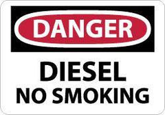 NMC - "Danger - Diesel - No Smoking", 7" Long x 10" Wide, Aluminum Safety Sign - Rectangle, 0.04" Thick, Use for Accident Prevention - USA Tool & Supply