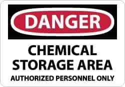 NMC - "Danger - Chemical Storage Area - Authorized Personnel Only", 7" Long x 10" Wide, Aluminum Safety Sign - Rectangle, 0.04" Thick, Use for Security & Admittance - USA Tool & Supply