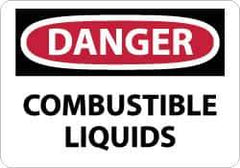 NMC - "Danger - Combustible Liquids", 7" Long x 10" Wide, Aluminum Safety Sign - Rectangle, 0.04" Thick, Use for Hazardous Materials - USA Tool & Supply