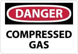 NMC - "Danger - Compressed Gas", 7" Long x 10" Wide, Aluminum Safety Sign - Rectangle, 0.04" Thick, Use for Hazardous Materials - USA Tool & Supply