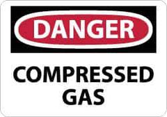 NMC - "Danger - Compressed Gas", 7" Long x 10" Wide, Rigid Plastic Safety Sign - Rectangle, 0.05" Thick, Use for Hazardous Materials - USA Tool & Supply
