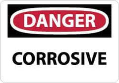 NMC - "Danger - Corrosive", 7" Long x 10" Wide, Aluminum Safety Sign - Rectangle, 0.04" Thick, Use for Hazardous Materials - USA Tool & Supply
