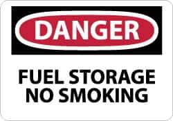 NMC - "Danger - Fuel Storage - No Smoking", 7" Long x 10" Wide, Aluminum Safety Sign - Rectangle, 0.04" Thick, Use for Accident Prevention - USA Tool & Supply