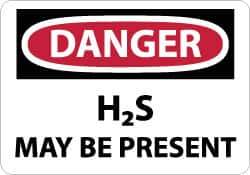 NMC - "Danger - H2s May Be Present", 10" Long x 14" Wide, Rigid Plastic Safety Sign - Rectangle, 0.05" Thick, Use for Hazardous Materials - USA Tool & Supply