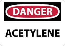 NMC - "Danger - Acetylene", 7" Long x 10" Wide, Aluminum Safety Sign - Rectangle, 0.04" Thick, Use for Hazardous Materials - USA Tool & Supply