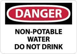 NMC - "Danger - Non-Potable Water - Do Not Drink", 10" Long x 14" Wide, Rigid Plastic Safety Sign - Rectangle, 0.05" Thick, Use for Accident Prevention - USA Tool & Supply