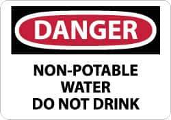 NMC - "Danger - Non-Potable Water - Do Not Drink", 7" Long x 10" Wide, Aluminum Safety Sign - Rectangle, 0.04" Thick, Use for Accident Prevention - USA Tool & Supply