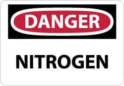 NMC - "Danger - Nitrogen", 10" Long x 14" Wide, Pressure-Sensitive Vinyl Safety Sign - Rectangle, 0.004" Thick, Use for Hazardous Materials - USA Tool & Supply
