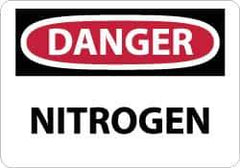NMC - "Danger - Nitrogen", 10" Long x 14" Wide, Pressure-Sensitive Vinyl Safety Sign - Rectangle, 0.004" Thick, Use for Hazardous Materials - USA Tool & Supply