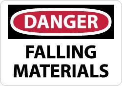 NMC - "Danger - Falling Materials", 7" Long x 10" Wide, Aluminum Safety Sign - Rectangle, 0.04" Thick, Use for Accident Prevention - USA Tool & Supply