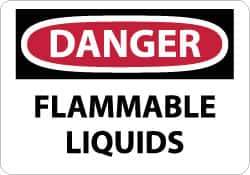 NMC - "Danger - Flammable Liquids", 7" Long x 10" Wide, Aluminum Safety Sign - Rectangle, 0.04" Thick, Use for Hazardous Materials - USA Tool & Supply