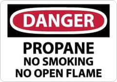 NMC - "Danger - Propane - No Smoking - No Open Flame", 7" Long x 10" Wide, Aluminum Safety Sign - Rectangle, 0.04" Thick, Use for Accident Prevention - USA Tool & Supply