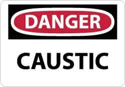 NMC - "Danger - Caustic", 7" Long x 10" Wide, Aluminum Safety Sign - Rectangle, 0.04" Thick, Use for Hazardous Materials - USA Tool & Supply