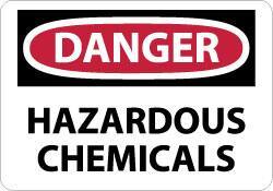 NMC - "Danger - Hazardous Chemicals", 7" Long x 10" Wide, Aluminum Safety Sign - Rectangle, 0.04" Thick, Use for Hazardous Materials - USA Tool & Supply