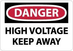NMC - "Danger - High Voltage - Keep Away", 7" Long x 10" Wide, Aluminum Safety Sign - Rectangle, 0.04" Thick, Use for Accident Prevention - USA Tool & Supply