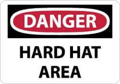 NMC - "Danger - Hard Hat Area", 7" Long x 10" Wide, Aluminum Safety Sign - Rectangle, 0.04" Thick, Use for Accident Prevention - USA Tool & Supply