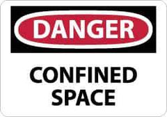 NMC - "Danger - Confined Space", 7" Long x 10" Wide, Aluminum Safety Sign - Rectangle, 0.04" Thick, Use for Accident Prevention - USA Tool & Supply