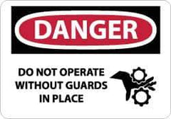 NMC - "Danger - Do Not Operate without Guards in Place", 7" Long x 10" Wide, Aluminum Safety Sign - Rectangle, 0.04" Thick, Use for Accident Prevention - USA Tool & Supply