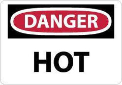 NMC - "Danger - Hot", 7" Long x 10" Wide, Aluminum Safety Sign - Rectangle, 0.04" Thick, Use for Hazardous Materials - USA Tool & Supply