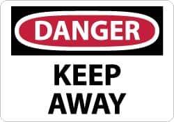 NMC - "Danger - Keep Away", 7" Long x 10" Wide, Aluminum Safety Sign - Rectangle, 0.04" Thick, Use for Accident Prevention - USA Tool & Supply
