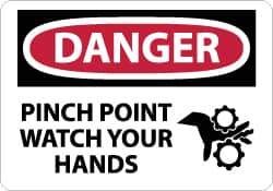 NMC - "Danger - Pinch Point - Watch Your Hands", 7" Long x 10" Wide, Aluminum Safety Sign - Rectangle, 0.04" Thick, Use for Accident Prevention - USA Tool & Supply