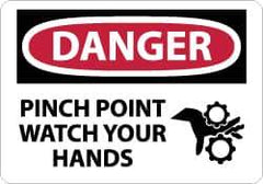 NMC - "Danger - Pinch Point - Watch Your Hands", 7" Long x 10" Wide, Aluminum Safety Sign - Rectangle, 0.04" Thick, Use for Accident Prevention - USA Tool & Supply