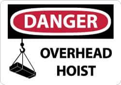 NMC - "Danger - Overhead Hoist", 10" Long x 14" Wide, Aluminum Safety Sign - Rectangle, 0.04" Thick, Use for Accident Prevention - USA Tool & Supply